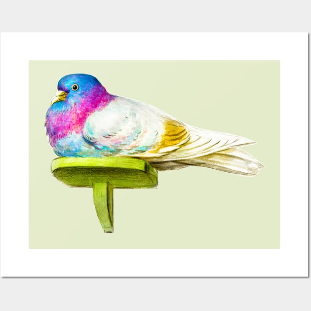 Colorful dove in vintage design Wall Art by Marccelus